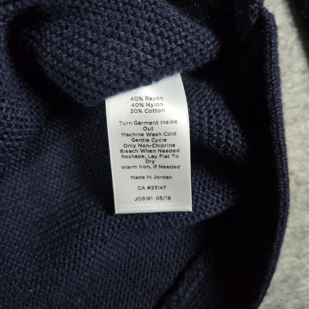 Talbots Womens Navy Blue Petites V-Neck Textured Pullover Sweater Size MP - Picture 4 of 9